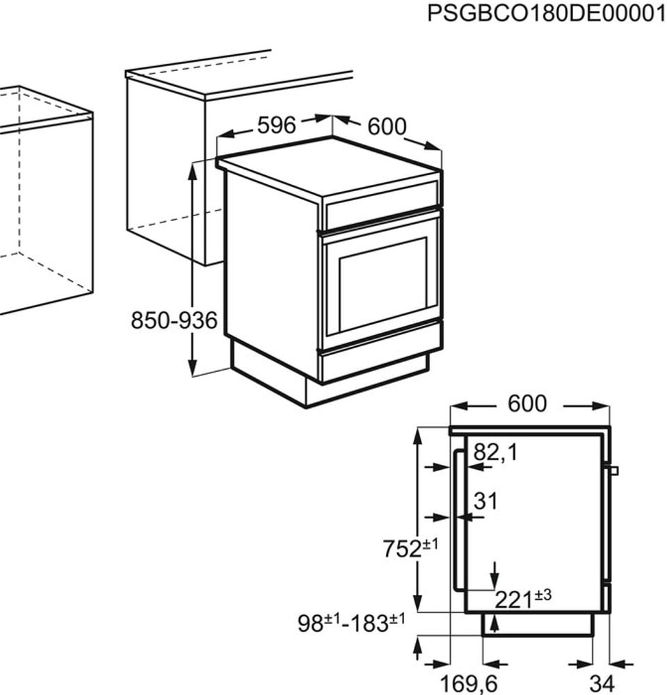 Electrolux komfyr Induksjon hvit LKI66440NW 