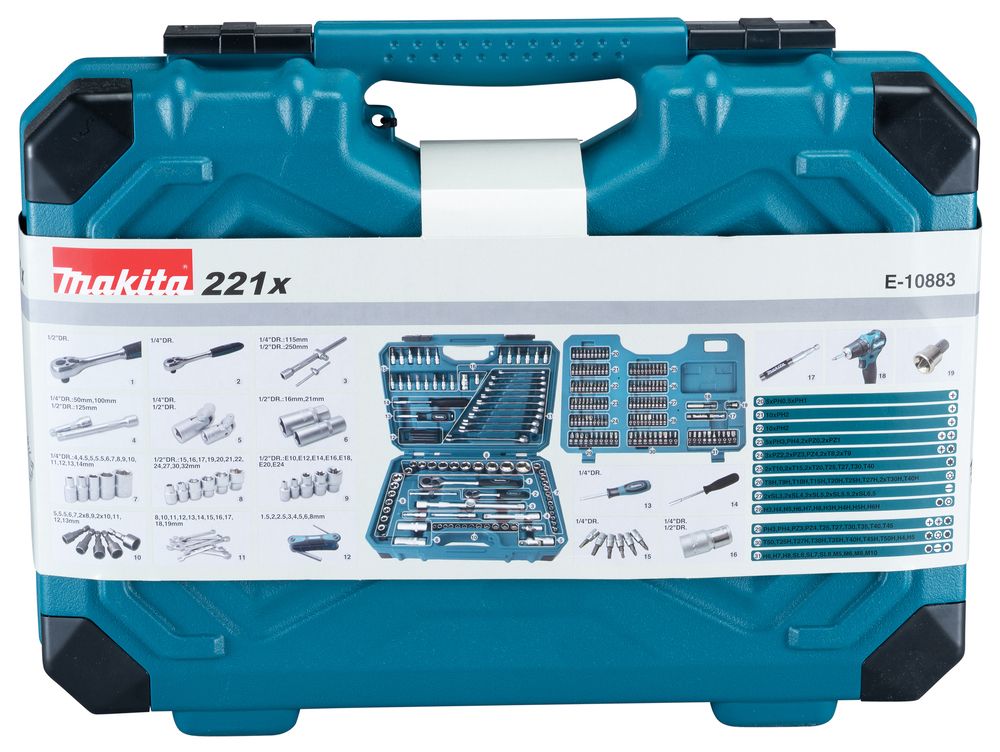 Makita verktøysett 221 deler E-10883 