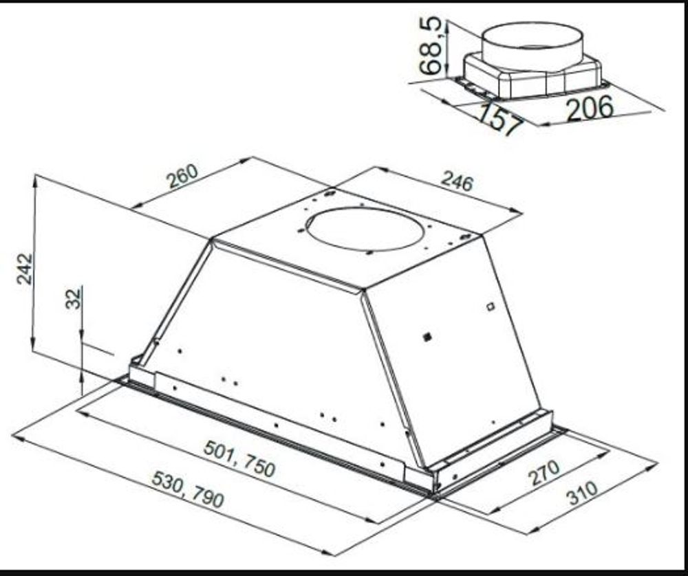 Silverline Ventilator Innebygd ventilator 53 cm ASTEC SL 1170-53