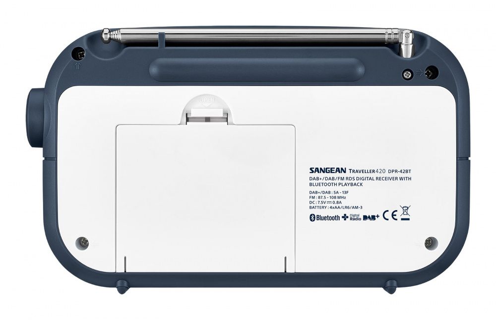 Sangean dab radio DPR42 BT hvit/blå med blåtann/bluetooth 340042
