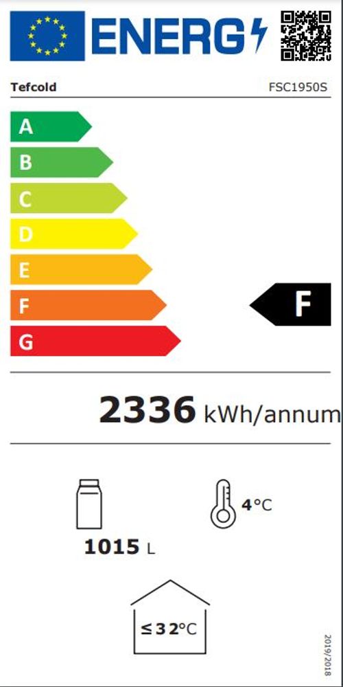 Tefcold display kjøleskap hvit 2 skyvedørs 201 cm FSC1950S 