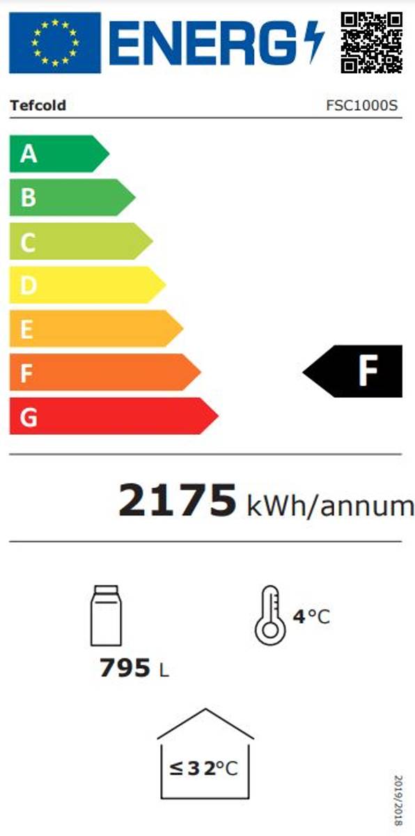 Tefcold display kjleskap hvit 2 skyvedr FSC1000S 