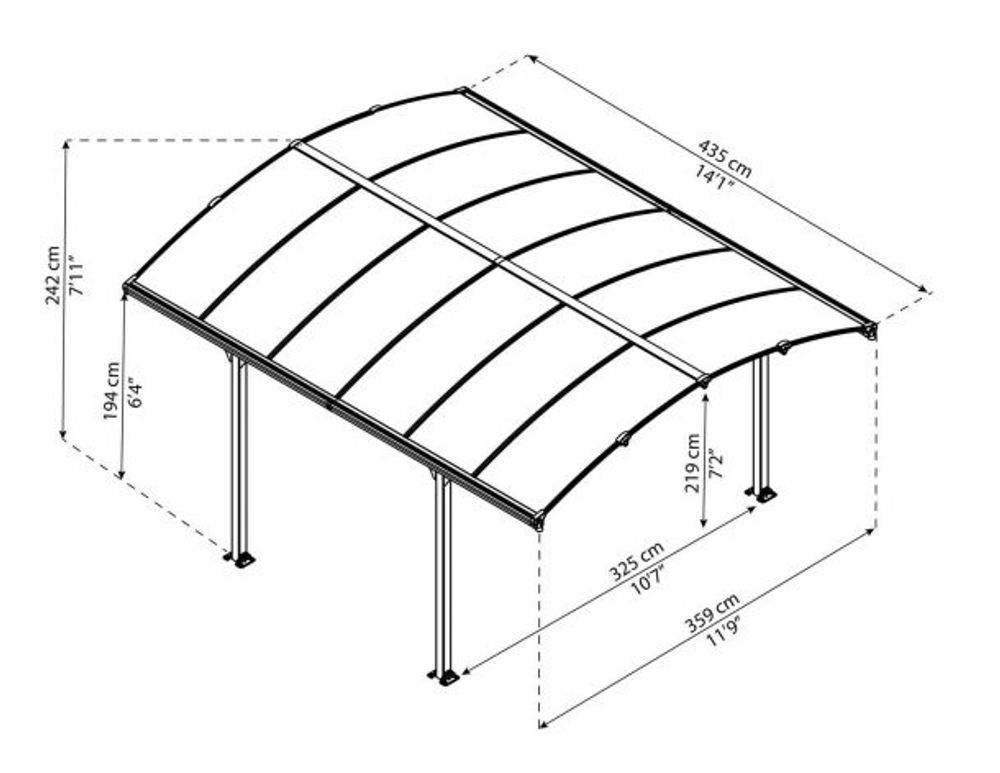 Canopia by Palram Carport Arcadia 435 x 359 cm Grå