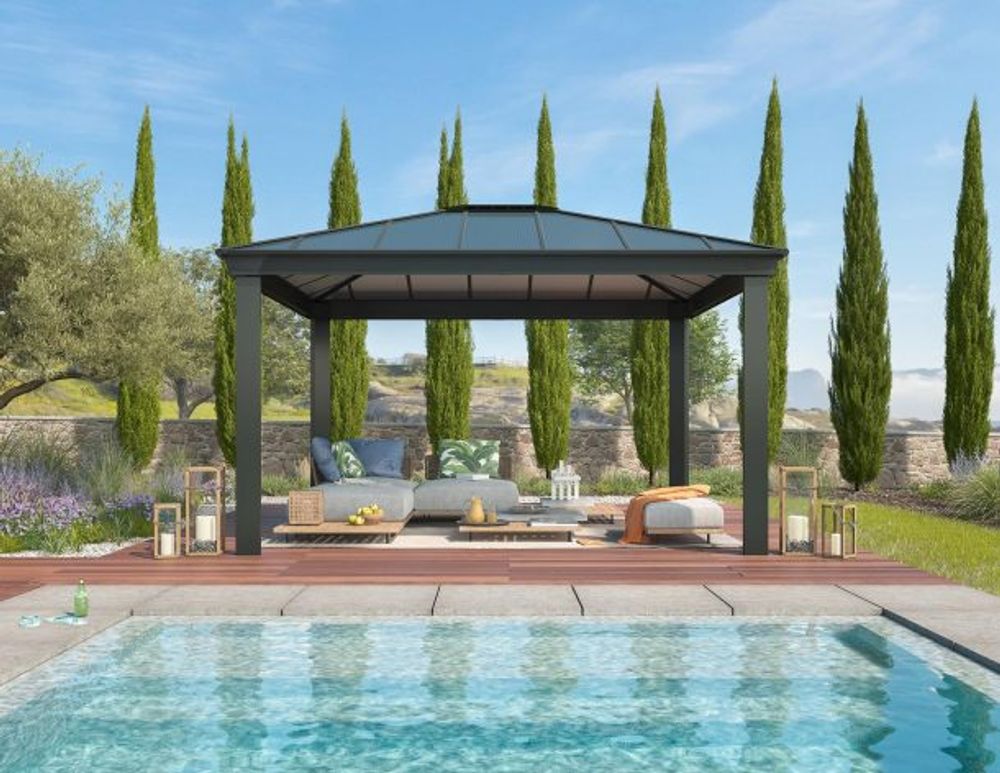 Canopia by Palram - Gazebo Dallas - 360 x 422 cm - Grå - inkl gardiner og netting