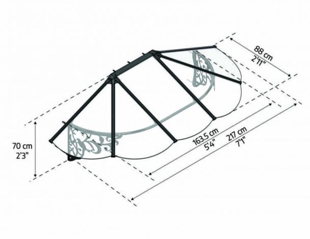 Canopia by Palram overbygg inngangsparti Lily 88 x 216 cm svart/klar