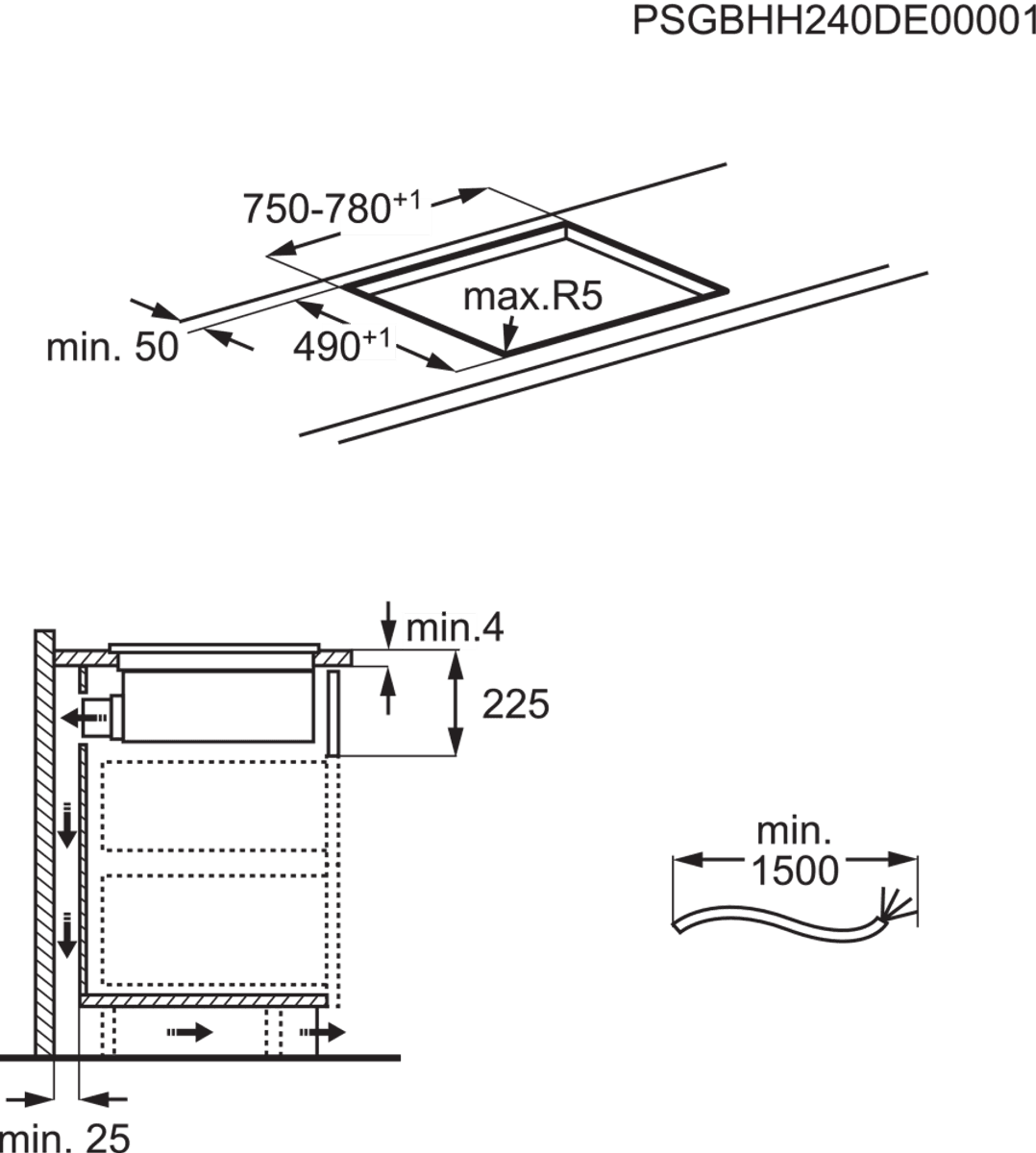 AEG Induksjonstopp med integrert ventilator 80 cm TH84CB03CB 949598202