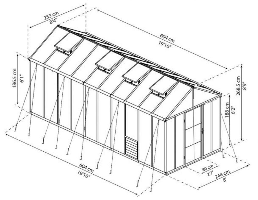 Canopia by Palram drivhus Glory 604 X 253 cm Grå