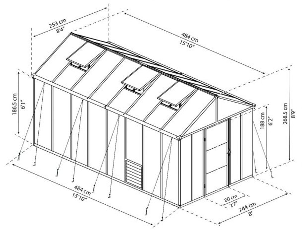 Canopia by Palram Drivhus Glory 484 x 253 Grå