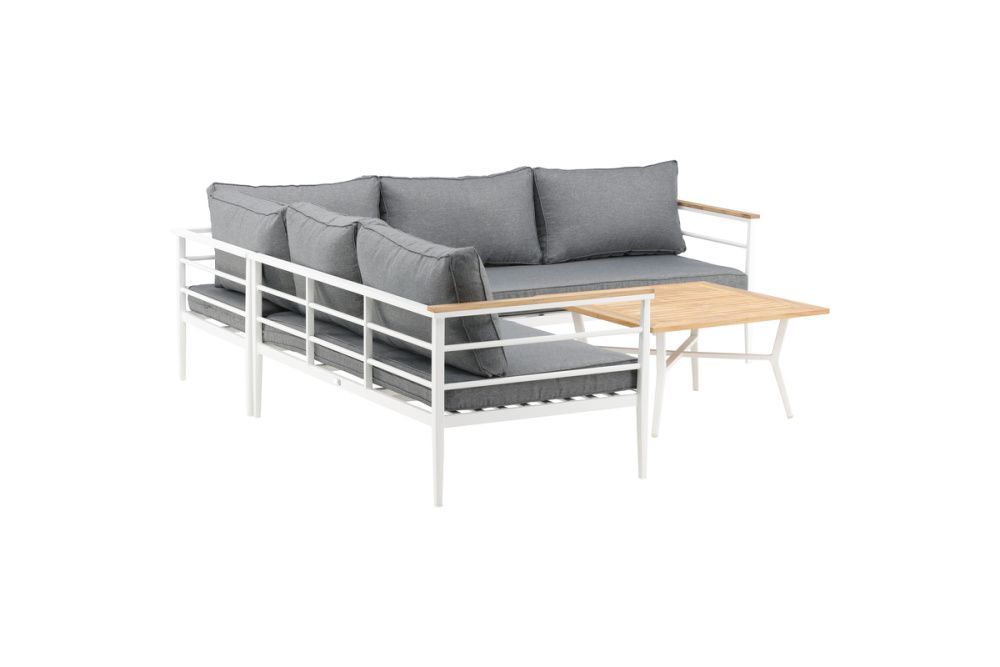 Venture Design Mexico hjørnesofa hvit alu, teak, grå 6184-400 