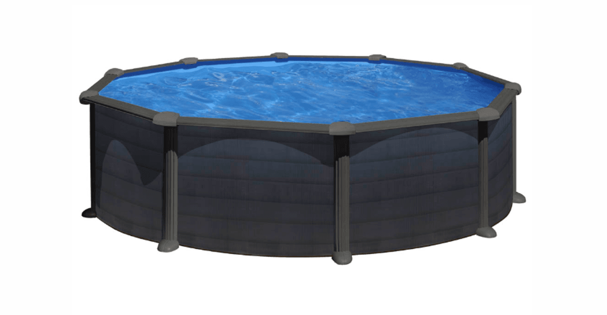 Swim & Fun svømmebasseng Basic pool rund Ø460 x 132 cm Grafitt KITPR458GF 