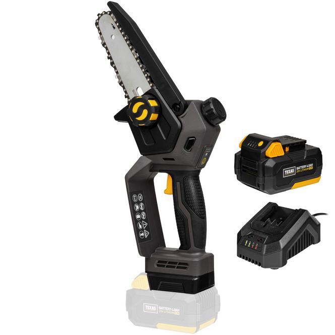 Hovedbilde Texas motorsag enhånds CHX2000 (20V) m/4Ah batteri+lader ...