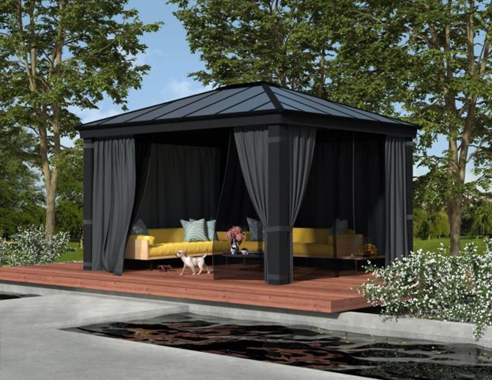 Canopia by Palram - Gazebo Dallas - 360 x 422 cm - Grå - inkl gardiner og netting
