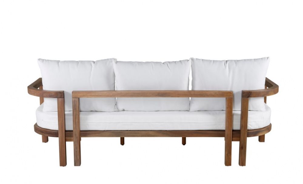 Amdal Sofa, Hvit/stål/børstet akasie, Hagemøbler