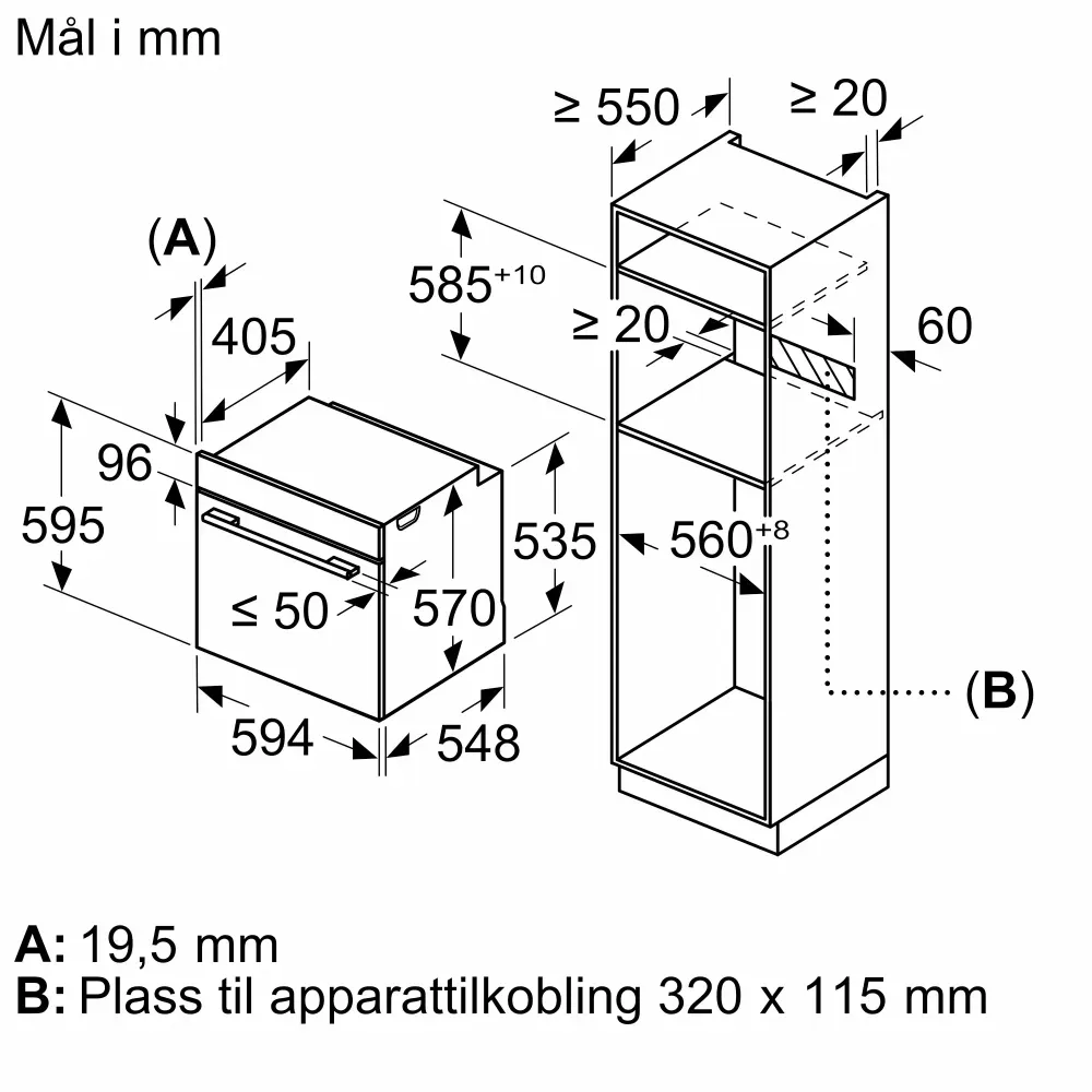 Siemens integrert stekeovn iQ500 sort rustfritt stål HB579GBR3