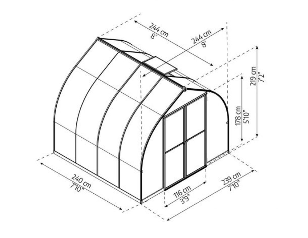 Canopia by Palram Bella Drivhus 244 x 244 cm sølv