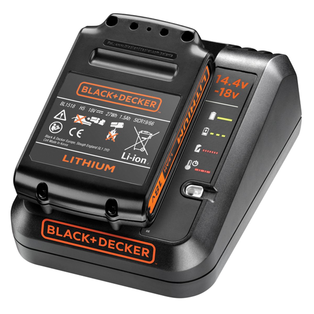 Black & Decker 1A hurtilader + 1.5Ah batteri BDC1A15