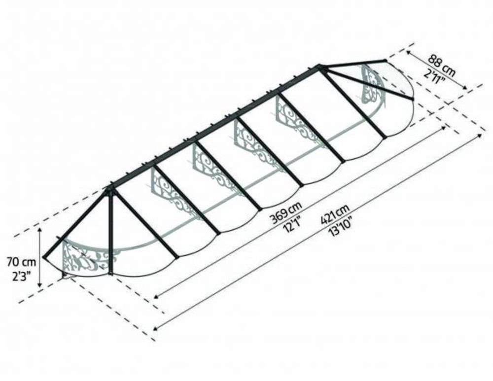 Canopia by Palram overbygg inngangsparti Lily 88 x 421 cm sort/klar