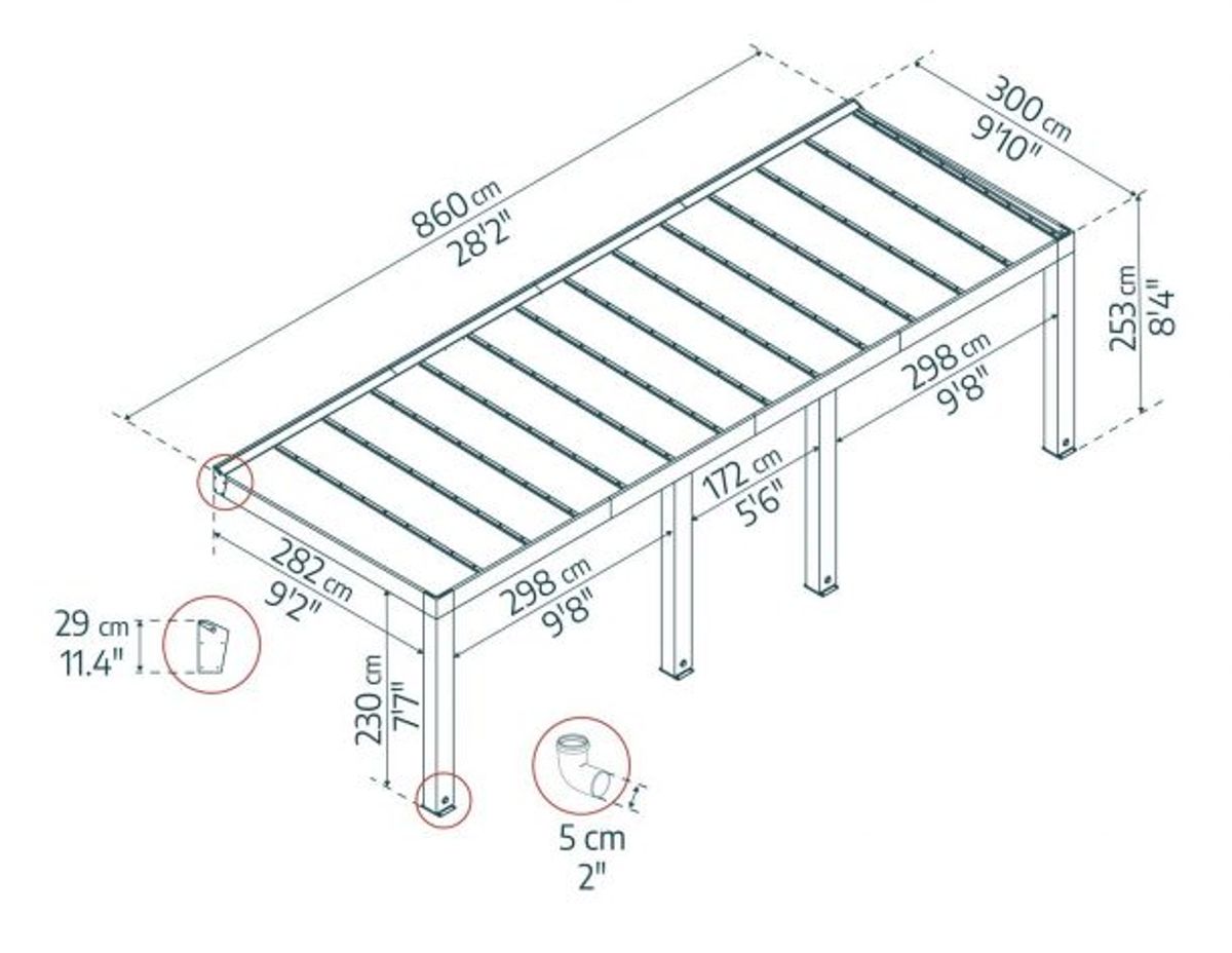 Canopia by Palram Helsinki terrassetak i sedertre 3m x 8,6m 707372