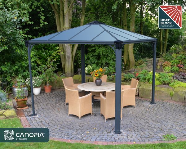 10 x 10 Palram Canopia Palermo 3000 Grey Garden Gazebo 5