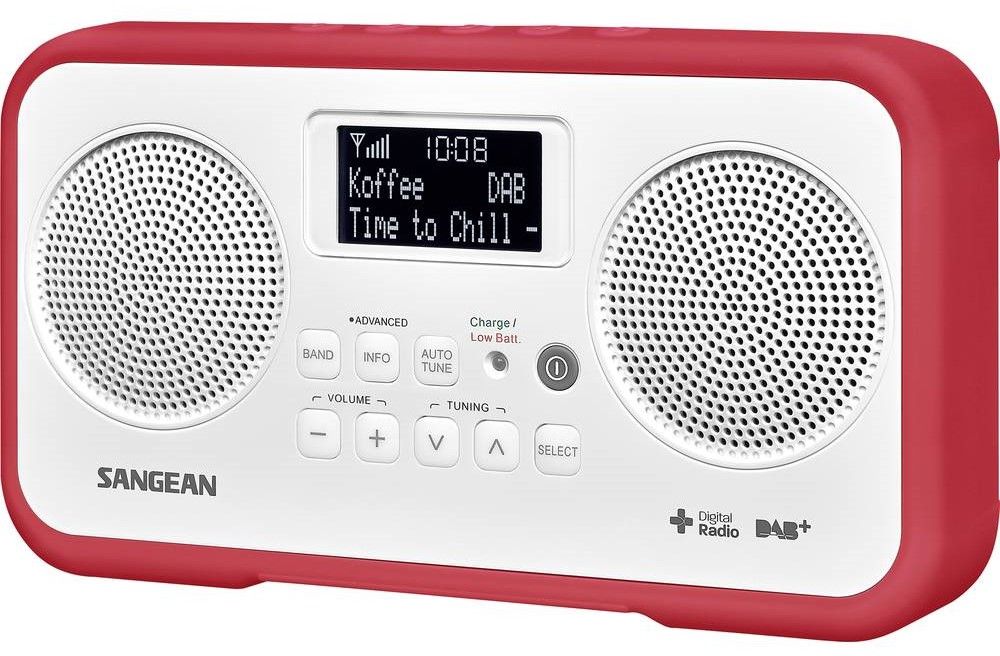Sangen DAB radio DPR77 stereo hvit og rød Traveller 760 340077R 