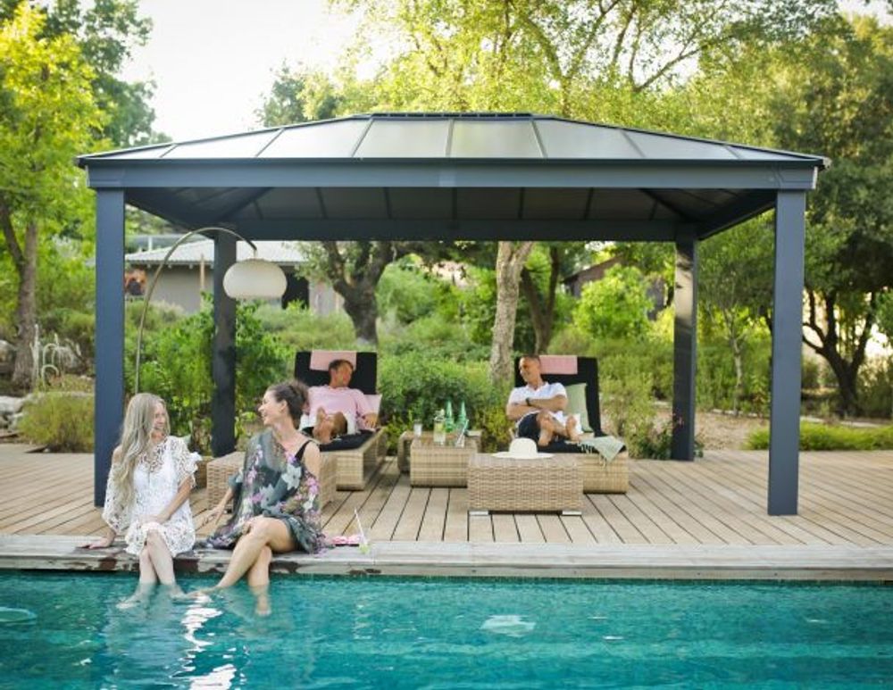 Canopia by Palram - Gazebo Dallas - 360 x 483 cm - Grå - inkl gardiner og netting