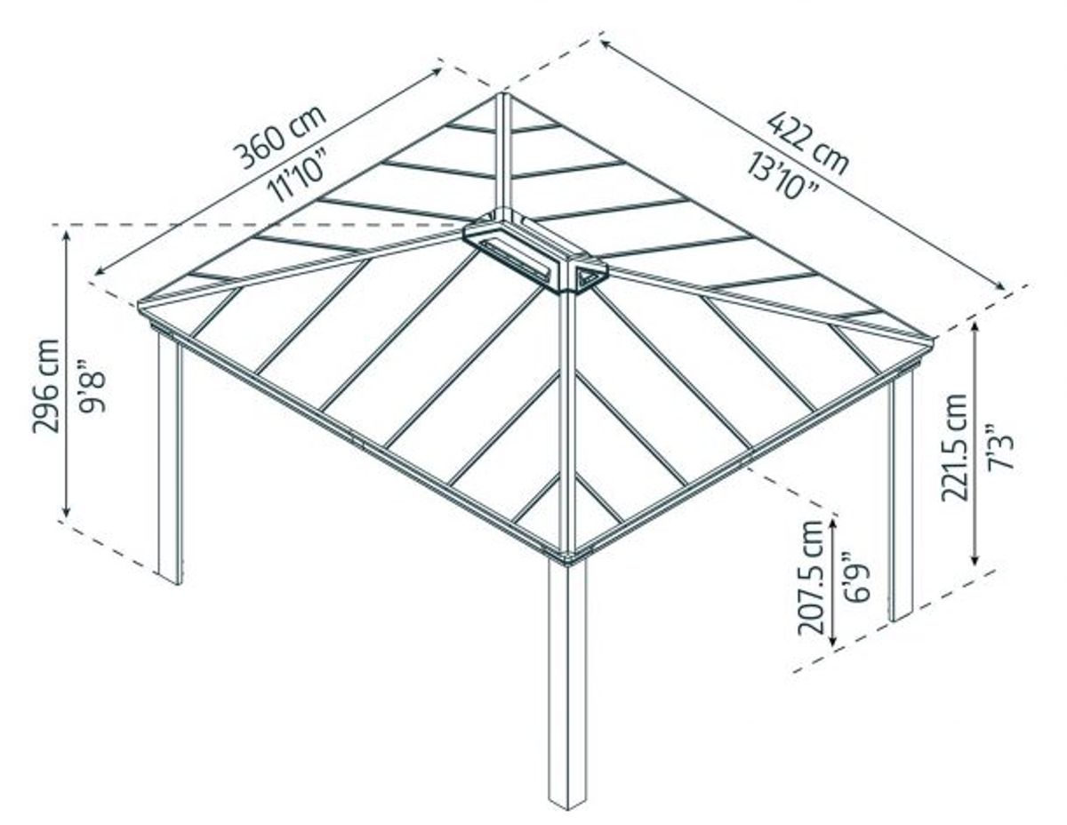 Canopia by Palram - Gazebo Dallas - 360 x 422 cm - Grå 
