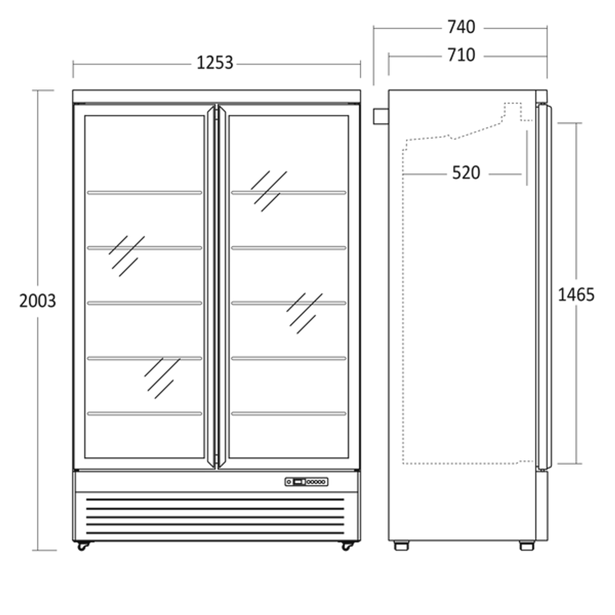 Scandomestic display kjleskap i svart 200 cm DC1080BB