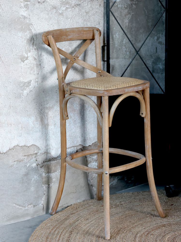 Chic Antique Fransk barstol med flettet sete 41067900