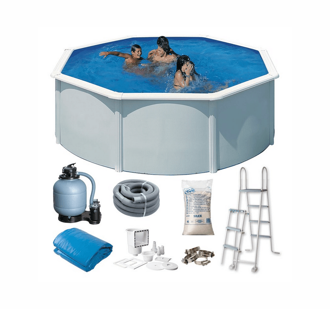 Hovedbilde Swim & Fun rundt basseg Ø350 x 132 cm hvit KITPR358