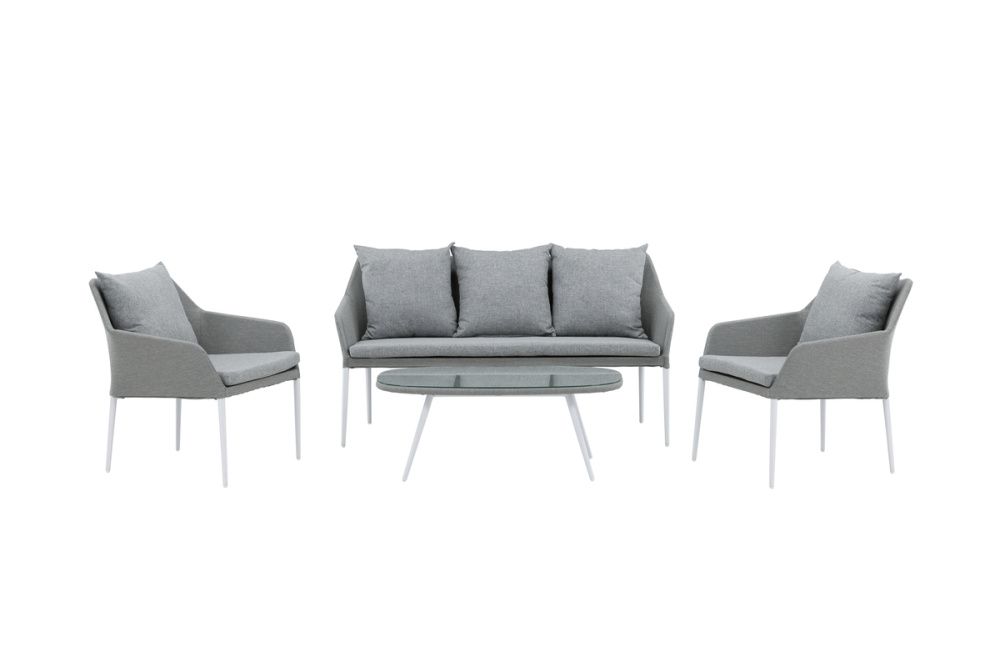 Venture Design Spoga møbelgruppe hvit ramme grå sete 2077-400