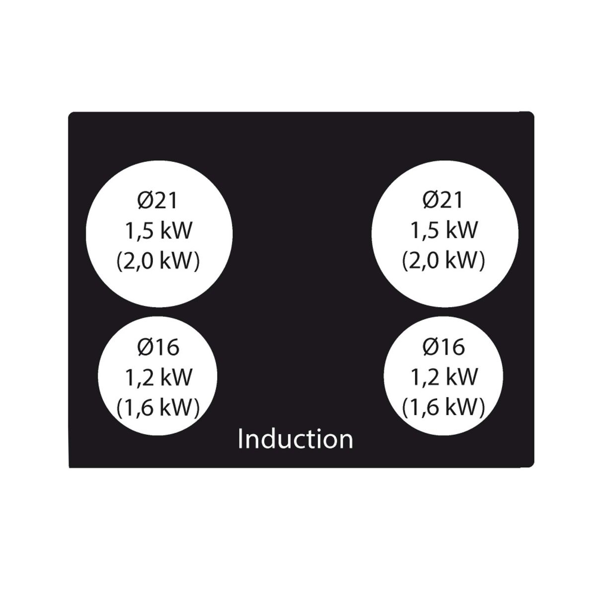Eico platetopp induksjon med ventilator 60 cmNikolaTesla Alpha B BL/A/60 5974